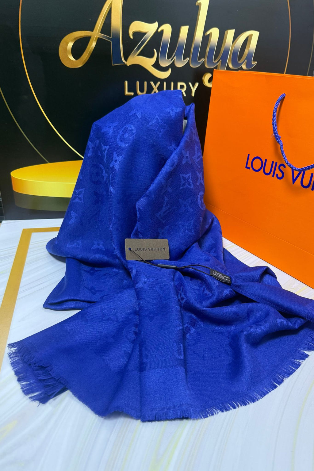Châle Monogram Bleu Royal Lv