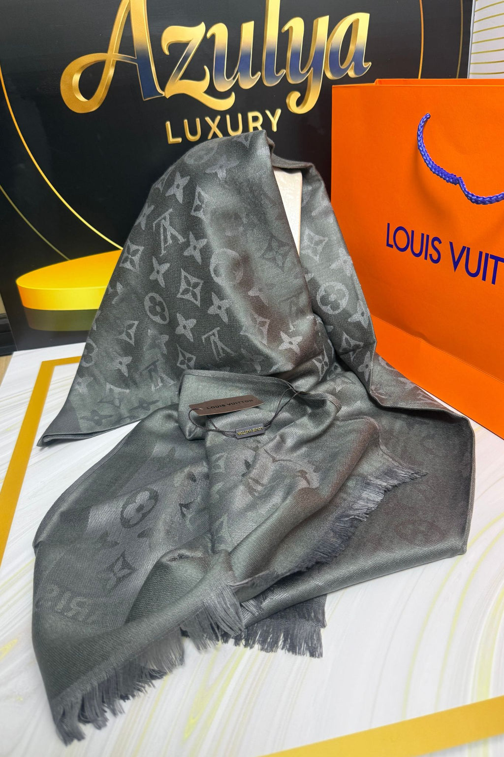 Châle Monogram Gris Anthracite