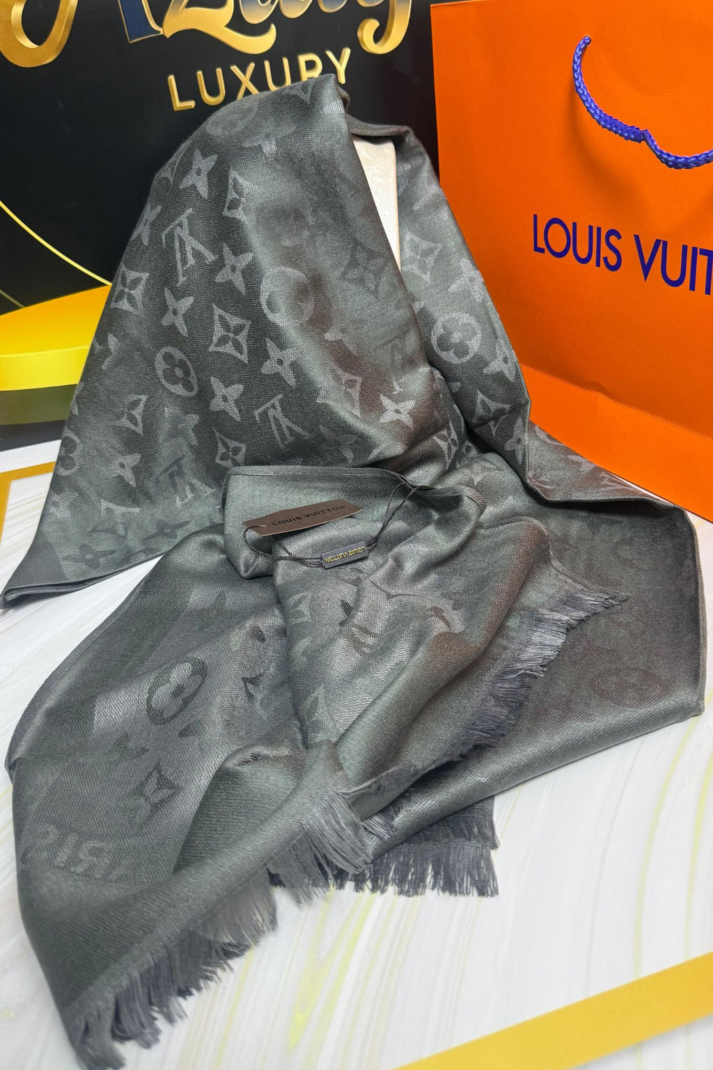 Châle Monogram Gris Anthracite