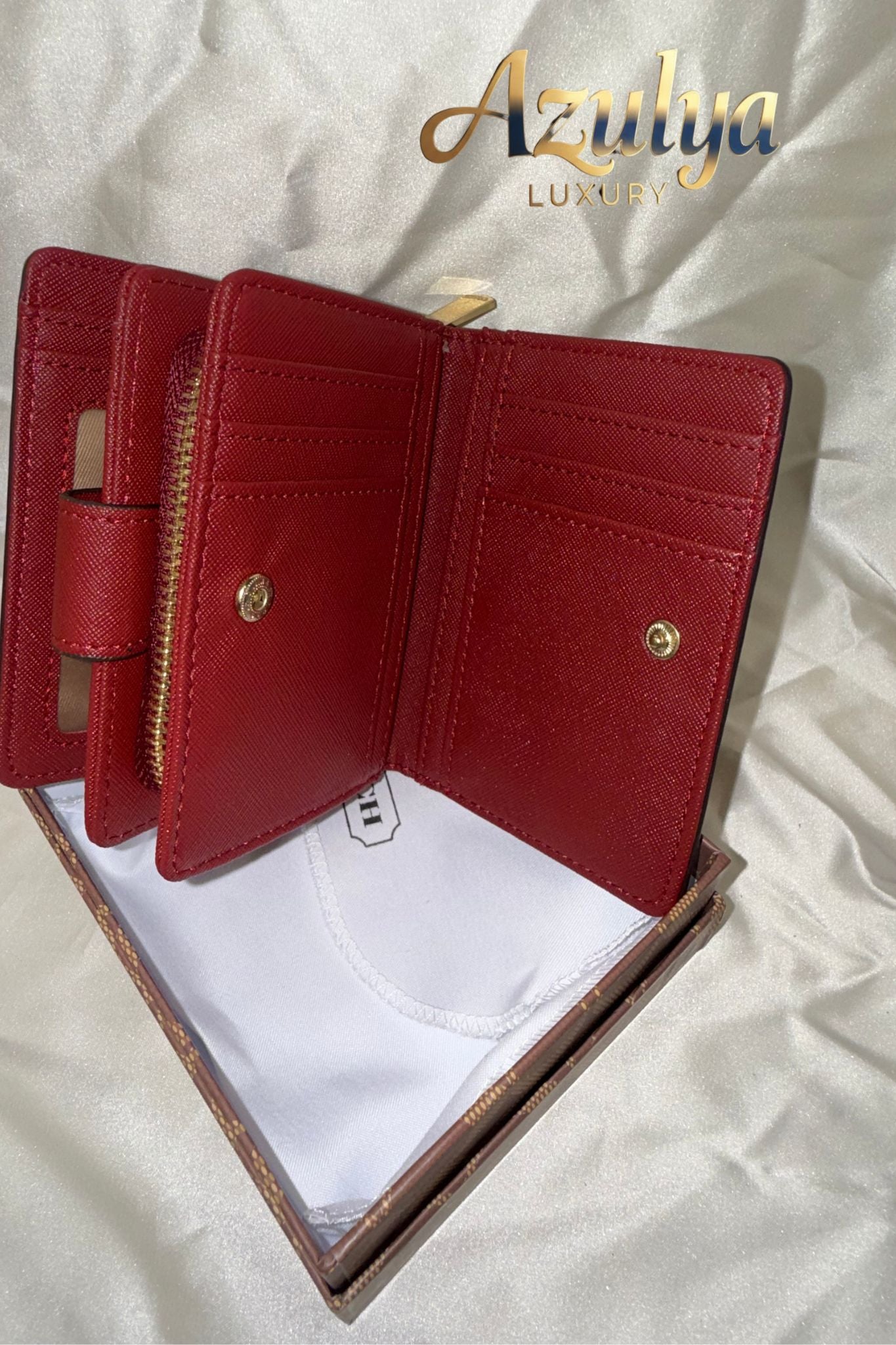 Portefeuille Élégance Camel et Rouge