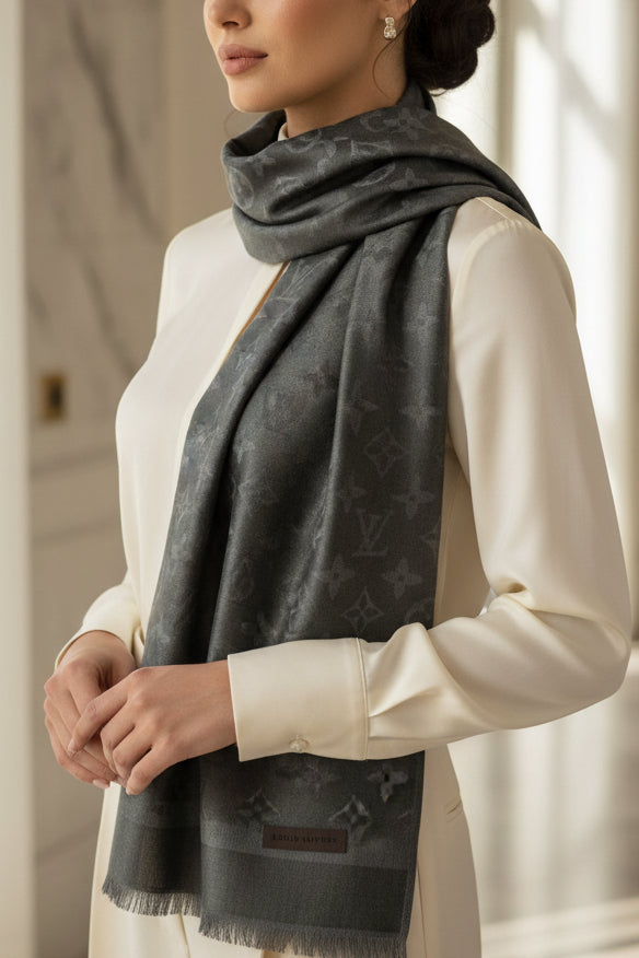 Châle Monogram Gris Anthracite