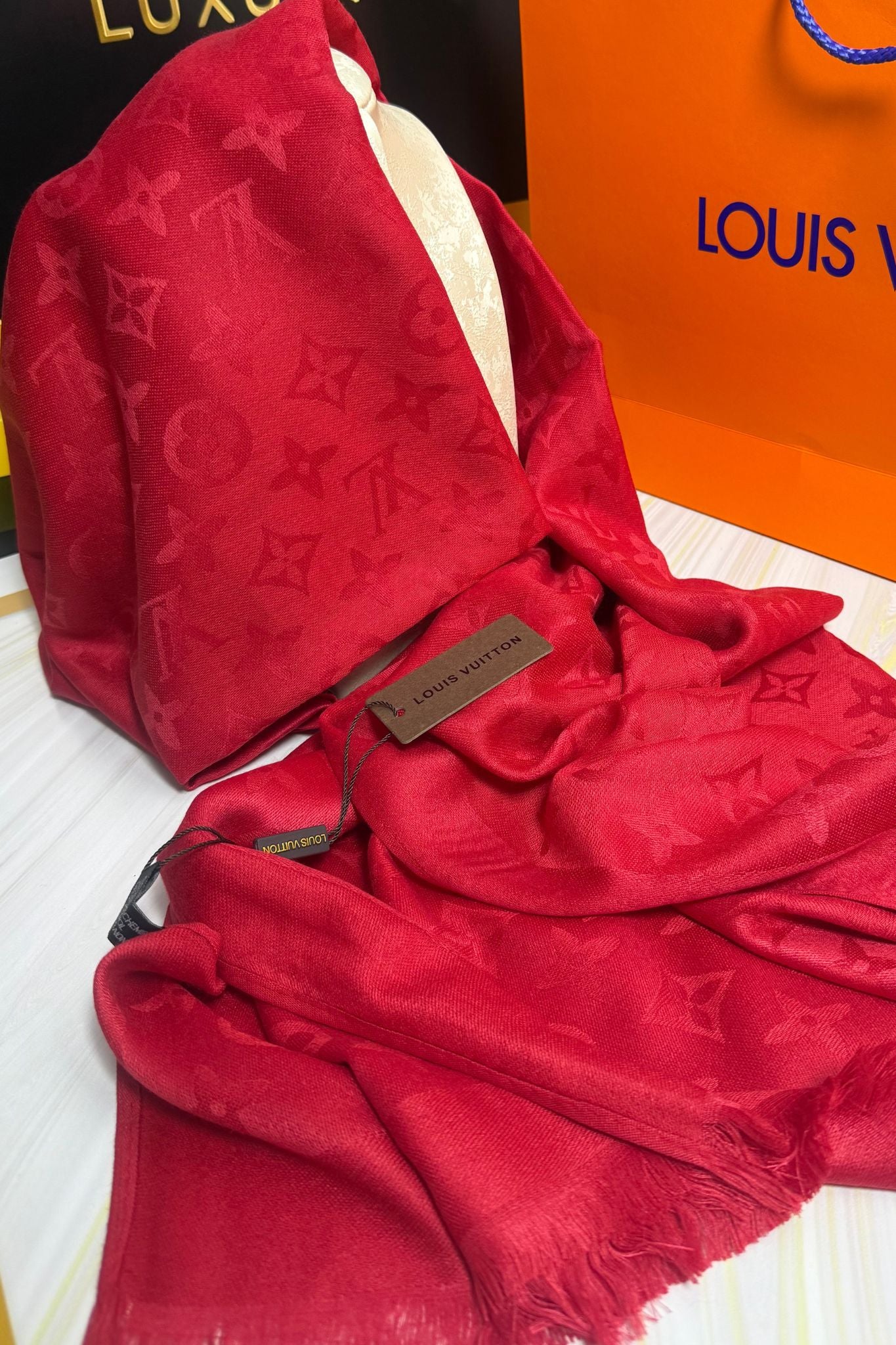 Châle Monogram Rouge Carmin