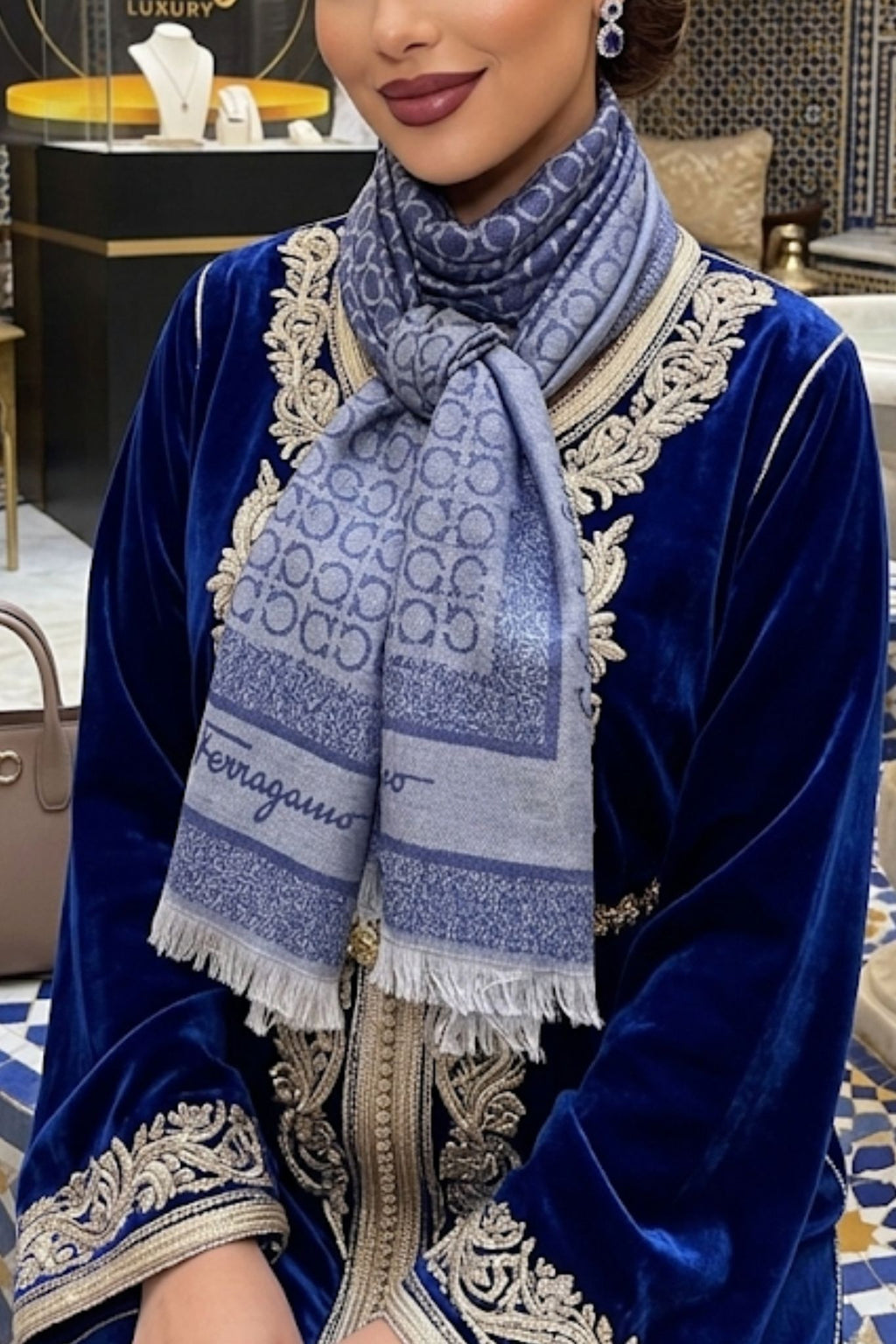Châle Signature Bleu Ardoise